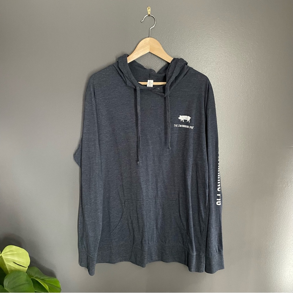 The Swimming Pig Long Sleeve Hoodie Tee Shirt Size XL